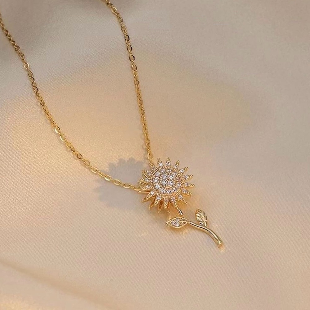 Rotatable Sunflower Necklace – Titanium Steel - Picture 3 of 6